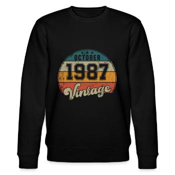 Vintage Geburtstag - Oktober 1987 - Geschenkidee - Stanley/Stella Unisex Bio-Sweatshirt CHANGER  - Schwarz - Vorne - Nik (191cm) & Marisol (170cm)