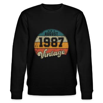 Vintage Geburtstag - August 1987 - Geschenkidee - Stanley/Stella Unisex Bio-Sweatshirt CHANGER  - Schwarz - Vorne - Nik (191cm) & Marisol (170cm)