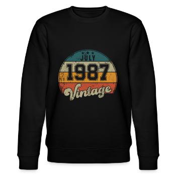 Vintage Geburtstag - Juli 1987 - Geschenkidee - Stanley/Stella Unisex Bio-Sweatshirt CHANGER  - Schwarz - Vorne - Nik (191cm) & Marisol (170cm)