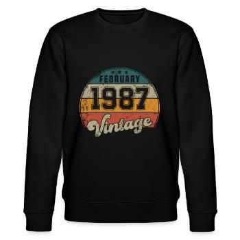 Vintage Geburtstag - Februar 1987 - Geschenkidee - Stanley/Stella Unisex Bio-Sweatshirt CHANGER  - Schwarz - Vorne - Nik (191cm) & Marisol (170cm)