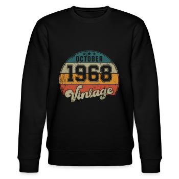 Vintage Geburtstag - Oktober 1968 - Geschenkidee - Stanley/Stella Unisex Bio-Sweatshirt CHANGER  - Schwarz - Vorne - Nik (191cm) & Marisol (170cm)
