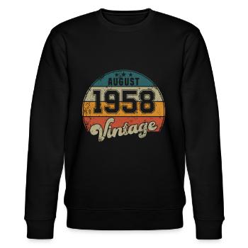 Vintage Geburtstag - August 1958 - Geschenkidee - Stanley/Stella Unisex Bio-Sweatshirt CHANGER  - Schwarz - Vorne - Nik (191cm) & Marisol (170cm)