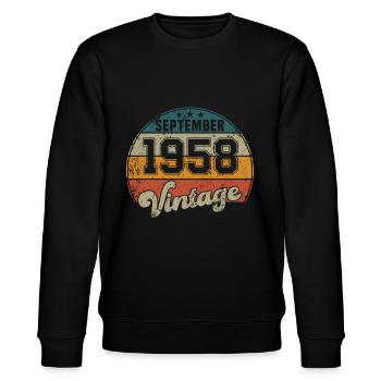 Vintage Geburtstag - September 1958 - Geschenkidee - Stanley/Stella Unisex Bio-Sweatshirt CHANGER  - Schwarz - Vorne - Nik (191cm) & Marisol (170cm)
