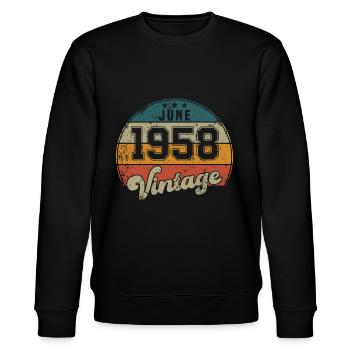 Vintage Geburtstag - Juni 1958 - Geschenkidee - Stanley/Stella Unisex Bio-Sweatshirt CHANGER  - Schwarz - Vorne - Nik (191cm) & Marisol (170cm)