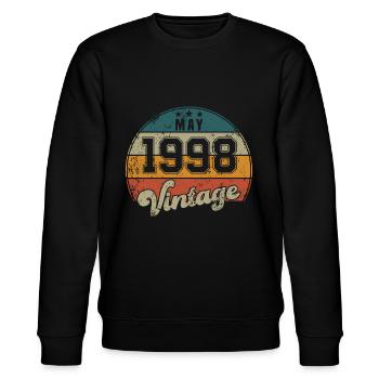 Vintage Geburtstag - Mai 1998 - Geschenkidee - Stanley/Stella Unisex Bio-Sweatshirt CHANGER  - Schwarz - Vorne - Nik (191cm) & Marisol (170cm)