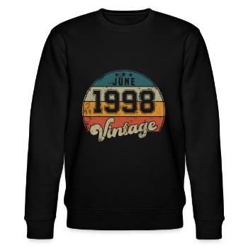 Vintage Geburtstag - Juni 1998 - Geschenkidee - Stanley/Stella Unisex Bio-Sweatshirt CHANGER  - Schwarz - Vorne - Nik (191cm) & Marisol (170cm)