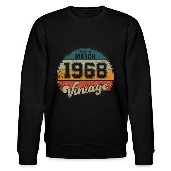Vintage Geburtstag - März 1968 - Geschenkidee - Stanley/Stella Unisex Bio-Sweatshirt CHANGER  - Schwarz - Vorne - Nik (191cm) & Marisol (170cm)