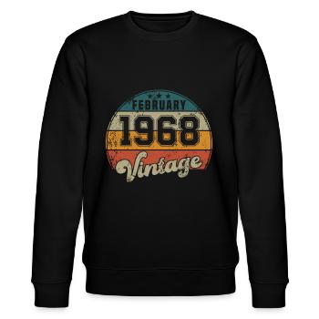 Vintage Geburtstag - Februar 1968 - Geschenkidee - Stanley/Stella Unisex Bio-Sweatshirt CHANGER  - Schwarz - Vorne - Nik (191cm) & Marisol (170cm)