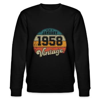Vintage Geburtstag - Januar 1958 - Geschenkidee - Stanley/Stella Unisex Bio-Sweatshirt CHANGER  - Schwarz - Vorne - Nik (191cm) & Marisol (170cm)