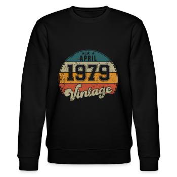 Vintage Geburtstag - April 1979 - Geschenkidee - Stanley/Stella Unisex Bio-Sweatshirt CHANGER  - Schwarz - Vorne - Nik (191cm) & Marisol (170cm)