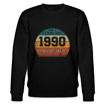 Geburtstag - Limited Edition Februar 1990 - Stanley/Stella Unisex Bio-Sweatshirt CHANGER  - Schwarz - Vorne - Nik (191cm) & Marisol (170cm)
