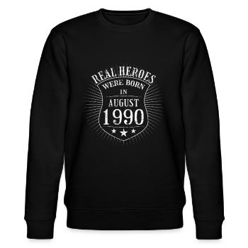 Real Heroes sont nés en Août 1990 Anniversaire - Sweat bio CHANGER Stanley/Stella Unisexe - noir - Devant - Nik (191cm) & Marisol (170cm)