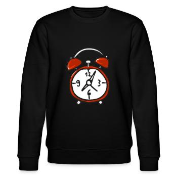 Wecker - Uhr - Stanley/Stella Unisex Bio-Sweatshirt CHANGER  - Schwarz - Vorne - Nik (191cm) & Marisol (170cm)