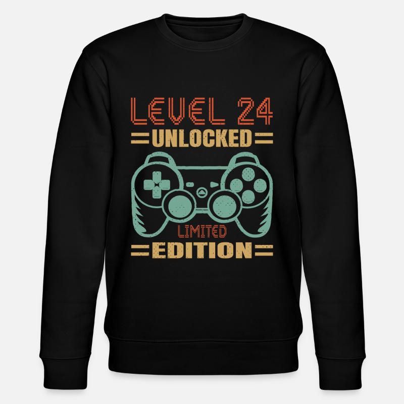 Birthday Level 24 Unlocked - Stanley/Stella CHANGER Unisex Organic Sweatshirt - black