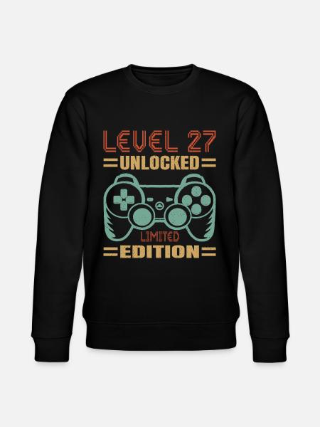 Birthday Level 27 Unlocked - Stanley/Stella CHANGER Unisex Organic Sweatshirt - black