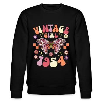 Vintage Année 1954 Fête Anniversaire Femme 70 Ans - Sweat bio CHANGER Stanley/Stella Unisexe - noir - Devant - Nik (191cm) & Marisol (170cm)