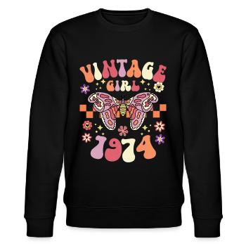 Vintage Année 1974 Fête Anniversaire Femme 50 Ans - Sweat bio CHANGER Stanley/Stella Unisexe - noir - Devant - Nik (191cm) & Marisol (170cm)