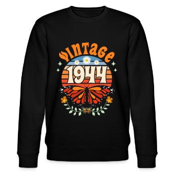 Butterfly Year 1944 Woman 80 Years Anniversary - Stanley/Stella CHANGER Unisex Organic Sweatshirt - black - Front - Nik (191cm) & Marisol (170cm)