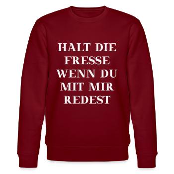 Fresse lustig Geschenkidee - Stanley/Stella Unisex Bio-Sweatshirt CHANGER  - Burgunderrot - Vorne - Nik (191cm) & Marisol (170cm)