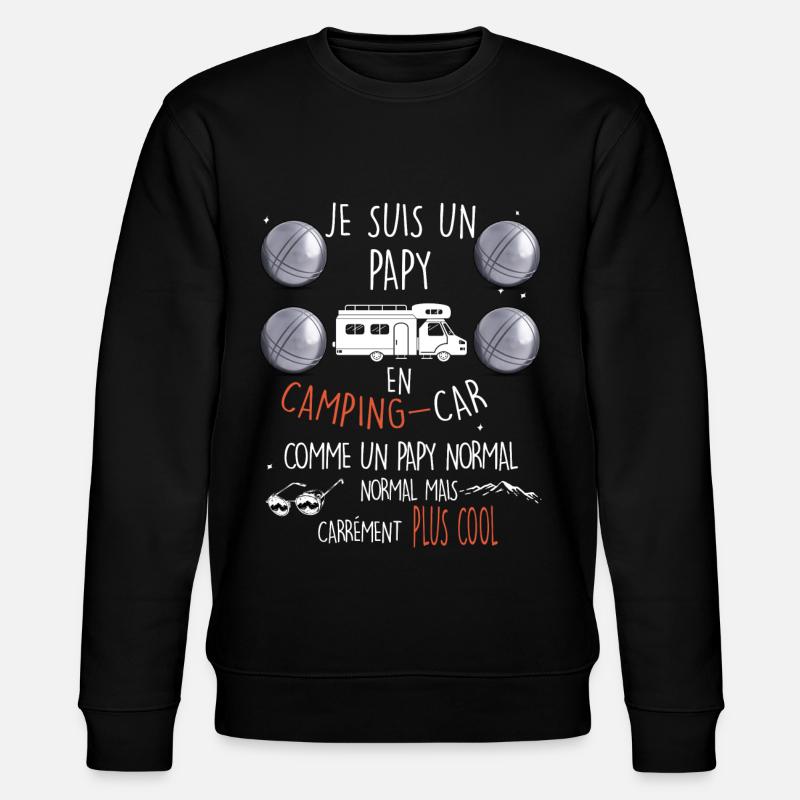Camping car et pétanque, papy cool - Sweat bio CHANGER Stanley/Stella Unisexe - noir