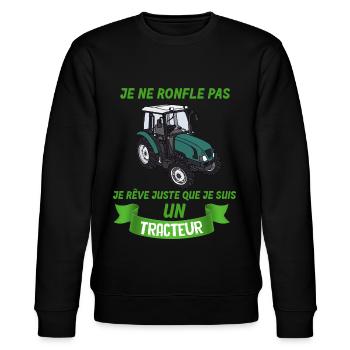 Je Suis un tracteur Et Je Ronfle Cadeau Homme - Sweat bio CHANGER Stanley/Stella Unisexe - noir - Devant - Nik (191cm) & Marisol (170cm)