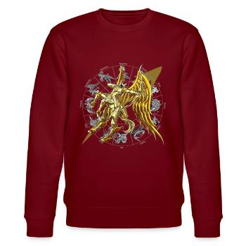 Sagittarius Zodiac Divine Armor - Stanley/Stella CHANGER Unisex Organic Sweatshirt - burgundy - Front - Nik (191cm) & Marisol (170cm)
