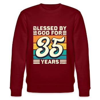 35 Geburtstag Geschenk Jahre Lustig Spruch - Stanley/Stella Unisex Bio-Sweatshirt CHANGER  - Burgunderrot - Vorne - Nik (191cm) & Marisol (170cm)