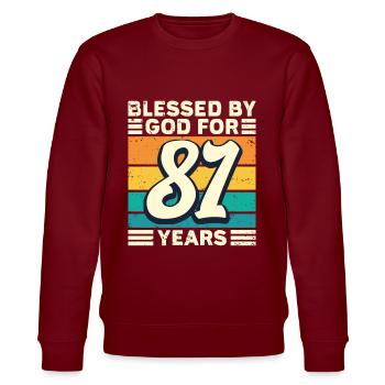 81 Geburtstag Geschenk Jahre Lustig Spruch - Stanley/Stella Unisex Bio-Sweatshirt CHANGER  - Burgunderrot - Vorne - Nik (191cm) & Marisol (170cm)