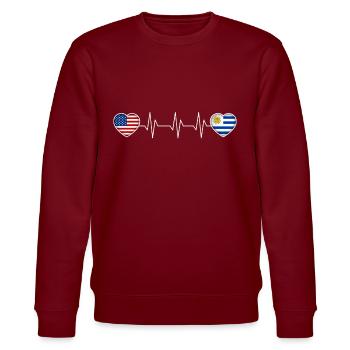 Uruguay - Stanley/Stella Unisex Bio-Sweatshirt CHANGER  - Burgunderrot - Vorne - Nik (191cm) & Marisol (170cm)