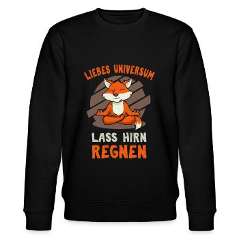 Fuchs Meditation - lustiger Spruch - Stanley/Stella Unisex Bio-Sweatshirt CHANGER  - Schwarz - Vorne - Nik (191cm) & Marisol (170cm)