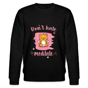 Cat Meditation Relaxation Kittens Cats Yoga - Stanley/Stella CHANGER Unisex Organic Sweatshirt - black - Front - Nik (191cm) & Marisol (170cm)