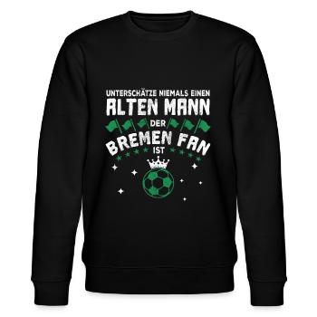 Alter Mann - Bremen Fan | Fußball Fan Design - Stanley/Stella Unisex Bio-Sweatshirt CHANGER  - Schwarz - Vorne - Nik (191cm) & Marisol (170cm)