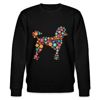Hund Pudel Geschenk Blumen Tierliebhaber - Stanley/Stella Unisex Bio-Sweatshirt CHANGER  - Schwarz - Vorne - Nik (191cm) & Marisol (170cm)