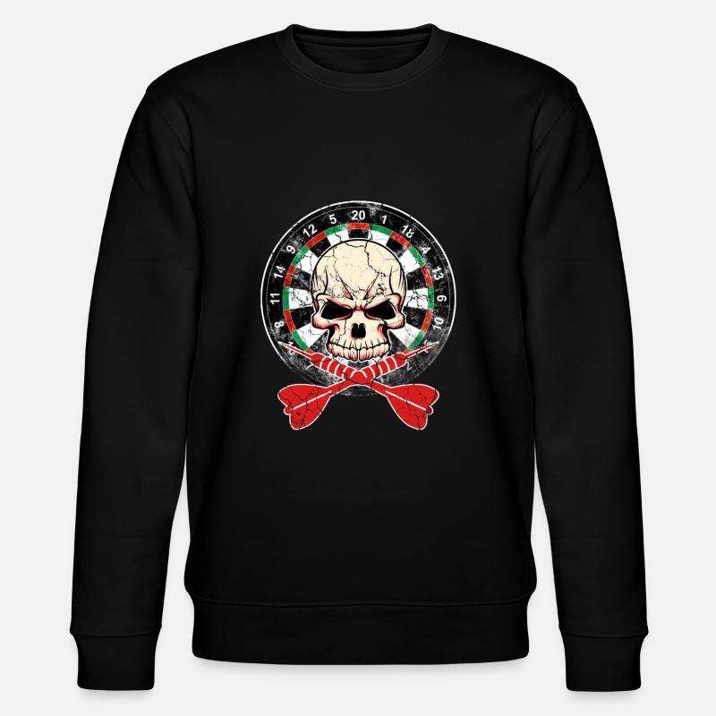 Dartscheibe Geschenk Dartpfeile Wurfpfeil Schädel - Stanley/Stella Unisex Bio-Sweatshirt CHANGER  - Schwarz