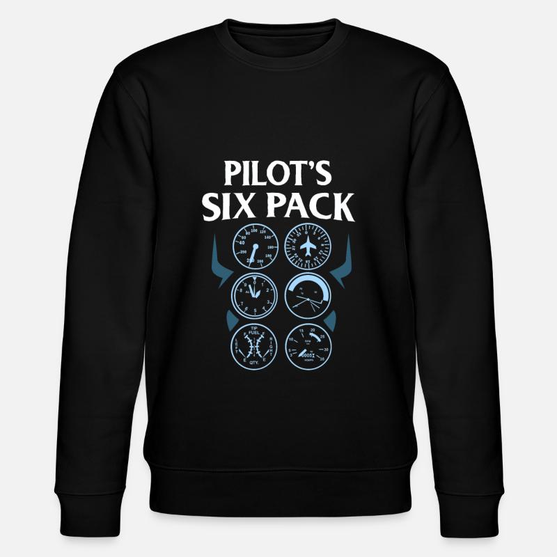 Sixpack Linienpilot Pilot Flugführer Geschenk - Stanley/Stella Unisex Bio-Sweatshirt CHANGER  - Schwarz