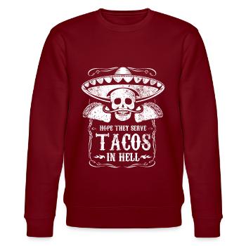 Taco Mexiko Schädel Totenkopf Spruch Geschenk - Stanley/Stella Unisex Bio-Sweatshirt CHANGER  - Burgunderrot - Vorne - Nik (191cm) & Marisol (170cm)