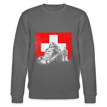 Schweiz Schweizer Alphorn Musik Matterhorn - Stanley/Stella Unisex Bio-Sweatshirt CHANGER  - Burgunderrot - Vorne - Nik (191cm) & Marisol (170cm)