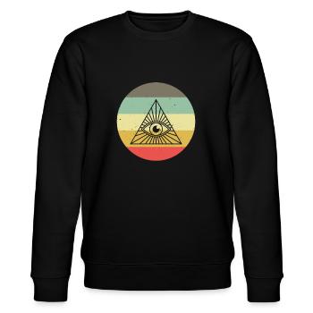 Freimauraer Maurer Illuminati Alles sehendes Auge - Stanley/Stella Unisex Bio-Sweatshirt CHANGER  - Schwarz - Vorne - Nik (191cm) & Marisol (170cm)