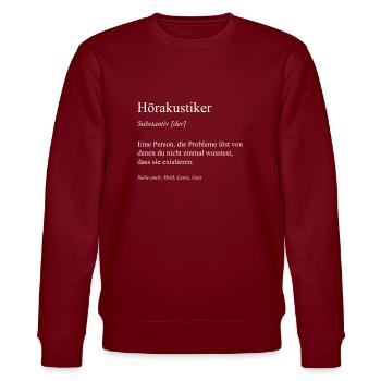 Hörakustiker I Akustiker Motiv für - Stanley/Stella Unisex Bio-Sweatshirt CHANGER  - Burgunderrot - Vorne - Nik (191cm) & Marisol (170cm)