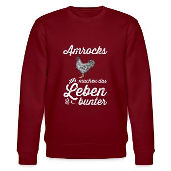 Amrock Huhn I Chicken Geflügel Motiv für - Stanley/Stella Unisex Bio-Sweatshirt CHANGER  - Burgunderrot - Vorne - Nik (191cm) & Marisol (170cm)