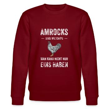 Amrock Huhn I Chicken Geflügel Motiv für - Stanley/Stella Unisex Bio-Sweatshirt CHANGER  - Burgunderrot - Vorne - Nik (191cm) & Marisol (170cm)