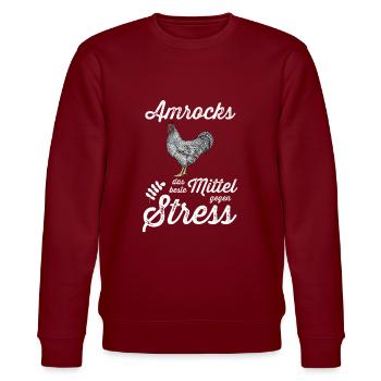 Amrock Huhn I Chicken Geflügel Motiv für - Stanley/Stella Unisex Bio-Sweatshirt CHANGER  - Burgunderrot - Vorne - Nik (191cm) & Marisol (170cm)
