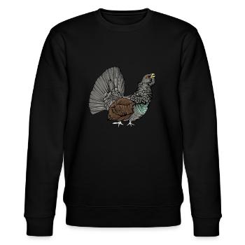 Auerhahn I Hühnervogel Auerhuhn Motiv für Jäger - Stanley/Stella Unisex Bio-Sweatshirt CHANGER  - Schwarz - Vorne - Nik (191cm) & Marisol (170cm)
