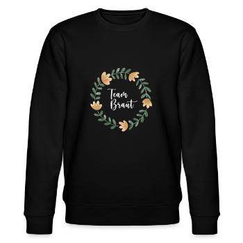 Team Braut I Blumenkranz Hochzeit Boho Stil - Stanley/Stella Unisex Bio-Sweatshirt CHANGER  - Schwarz - Vorne - Nik (191cm) & Marisol (170cm)