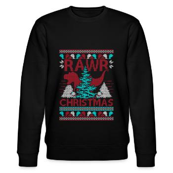 Dinosaurier Rex Weihnachten Ugly Christmas Sweater - Stanley/Stella Unisex Bio-Sweatshirt CHANGER  - Schwarz - Vorne - Nik (191cm) & Marisol (170cm)