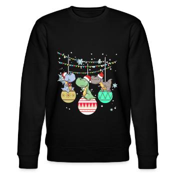 Dinosaur T-Rex Santa Christmas Gift - Stanley/Stella CHANGER Unisex Organic Sweatshirt - black - Front - Nik (191cm) & Marisol (170cm)