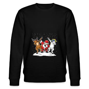 Dabbing Dab Santa Einhorn Rentier Geschenk Xmas - Stanley/Stella Unisex Bio-Sweatshirt CHANGER  - Schwarz - Vorne - Nik (191cm) & Marisol (170cm)