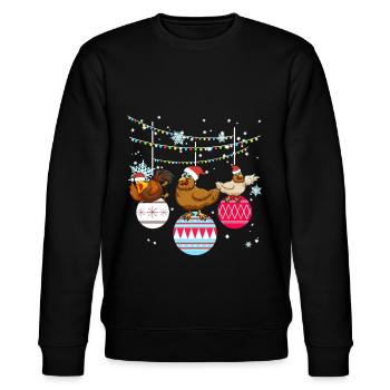 Huhn Hühner Hühnerstall Weihnachten Geschenk - Stanley/Stella Unisex Bio-Sweatshirt CHANGER  - Schwarz - Vorne - Nik (191cm) & Marisol (170cm)