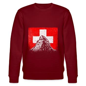 Switzerland Matterhorn Zermatt Swiss Cross Gift - Stanley/Stella CHANGER Unisex Organic Sweatshirt - burgundy - Front - Nik (191cm) & Marisol (170cm)