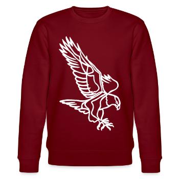 Skizze des Weißen Adlers - Stanley/Stella Unisex Bio-Sweatshirt CHANGER  - Burgunderrot - Vorne - Nik (191cm) & Marisol (170cm)